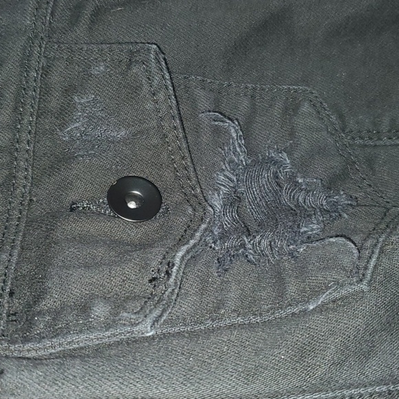 Hot Topic jacket men's size small black destructed denim unisex 100% Cotton - Picture 7 of 10